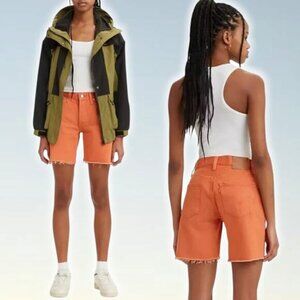 NWT LEVI'S 501 90's Women's Denim Shorts Size 24 Orange Garment Dye
